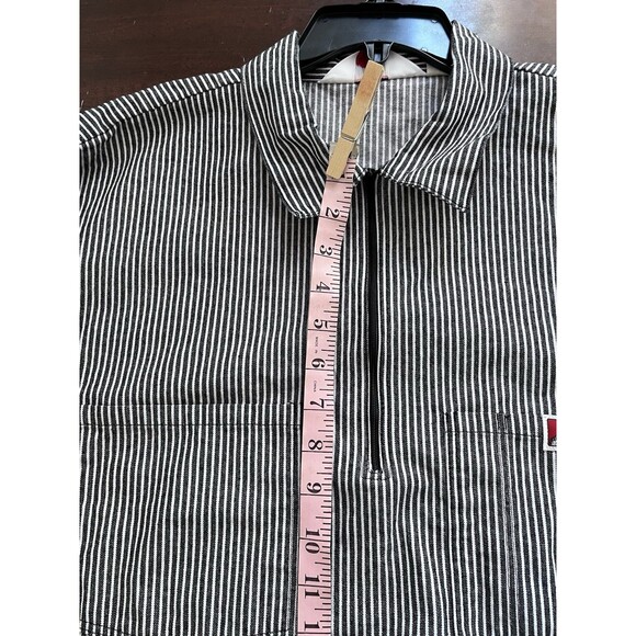 Ben Davis 1/2 Zip Short Sleeve Black Stripe Work Shirt XL - Picture 5 of 7